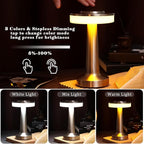 VIHOSE Set of 8 LED Portable Cordless Table Lamp with Touch Sensor 3 Color Stepless Dimming Rechargeable Battery up to 15 Hours Cordless Table Light Wireless Lamp for Nursery(Silver)