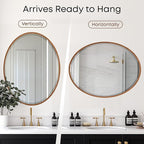 OVALCREST - Oval Wooden Beveled Wall Mirror for Home Decor, Bathroom, Vanity, Bedroom, Living Room, Hallway - London Style (Sunset Gold) 21.1 x 31.1