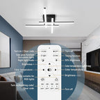 CANEOE Modern Ceiling Light Fixture Sputnik Dimmable Ceiling Light with Remote Control Black Flush Mount Chandelier Ceiling Lamp for Bedroom Living Room Kitchen Led Light Fixtures Ceiling Mount