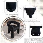 Black Sherpa Dining Chairs Set of 4, Modern Barrel Dining Room Chairs Upholstered Faux Fur Accent Chair with Arms and Round Back for Living Room Kitchen Armchair No Assembly Needed