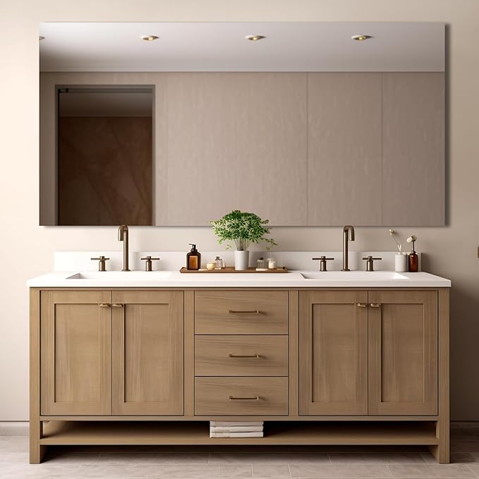 Mirrorons Large Vanity Mirror 72" x 36", Bathroom Vanity Mirror with Frameless Polished Edge, Hangs Horizontally or Vertically. Upgraded Shatterproof Bathroom Mirrors for Wall.