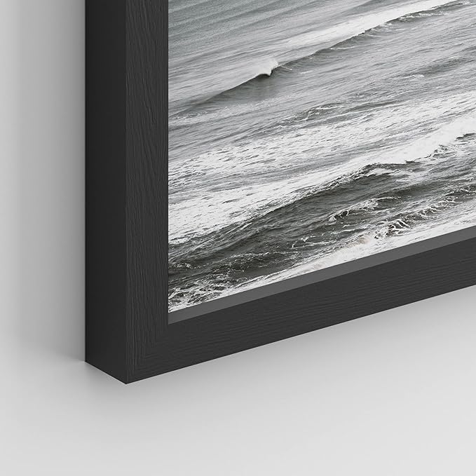 SIGNWIN Framed White Minimal Ocean Beach Seashore Coastals Wall Art, Set of 4 Landscape Colorful Wall Decor Prints, Nature Wilderness Wall Décor for Living Room, Bedroom - 11"x14" Black