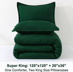 Litanika Oversized King Comforters Emerald Green Super King Size, 3 Pieces Lightweight Solid Bedding Comforter Set, All Season Fluffy Bed Set (120x120In Comforter & 2 Pillowcases)