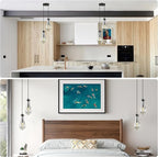 Modern Raindrop Pendant Lights, Black Cluster 2-Light Pendant Lights Kitchen Island, Bronze Bedside Pendant Lighting, Adjustable Suspension Cord for Dining Room,Bathroom,Bedroom,Bulb Included