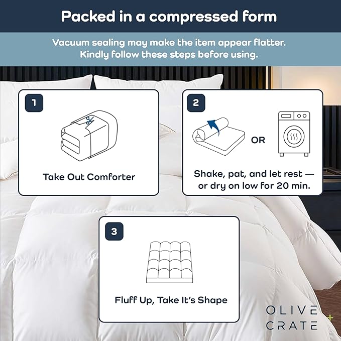 Olive + Crate 100% Cooling Bamboo Comforter from Viscose - Oversized King Size - Hypoallergenic, Breathable & Moisture-Wicking Bedding - All Season Lightweight Plush Design - Organic Bamboo Comforter