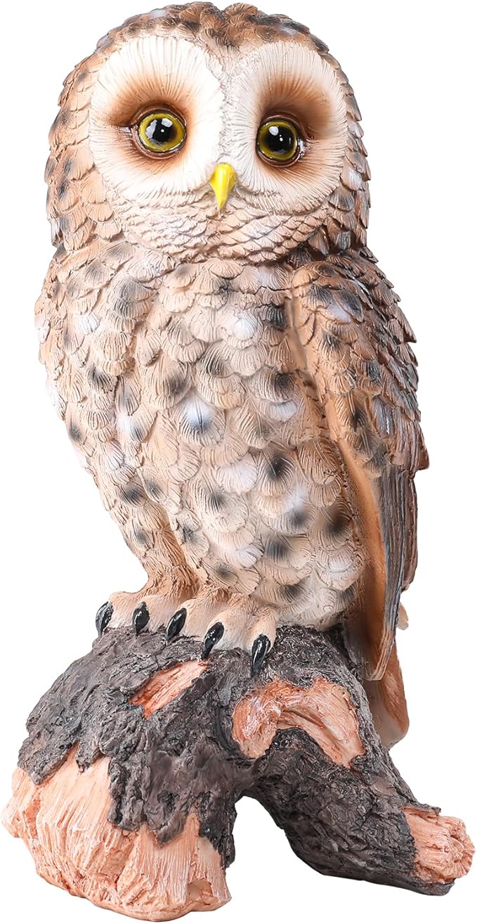 WONDER GARDEN Owl Statue Decor, Outdoor Resin Owl Figurine Sculpture for Home Porch Patio Lawn Yard Decorations or Housewarming Gifts