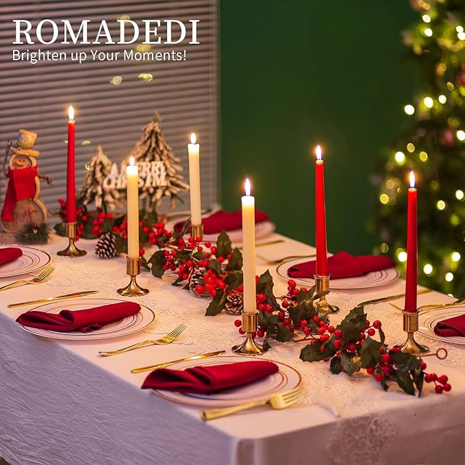 Romadedi Gold Candlestick Candle Holders for Taper, 6 PCS Gold Brass Color Candle Stick Candle Holder for Table Centerpiece, Wedding Reception, Festive Christmas Mantel Decoration or Home Decor