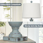 Farmhouse Table Lamps, Rustic 26" Touch Control Bedside Lamps with USB A+C Charging Ports & AC Outlet, Vintage 3-Way Dimmable Traditional Classic Nightstand Lamp for Living Room Bedroom Office Decor