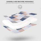 PANGUSHAN 100% Cotton Quilt Set Queen Size, Patchwork Plaid Queen Quilt Bedding Set Bedspreads, Farmhouse Lightweight Comforter Reversible Quilt, Navy/Brown/White Bed Spread for Queen Bed, 3 Pieces