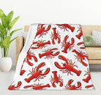HGOD DESIGNS Red Lobster Fleece Throw Blanket Ultra Soft Cozy Blooming Decorative Flannel Blanket All Season for Home Couch Bed Chair Travel 50x60in