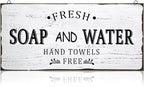 Jetec Farmhouse Bathroom Decor, Fresh Soap and Water Sign Vintage Bathroom Wood Plaque Rustic Wall Decor for Wall Art Decoration Restroom(Classic)