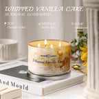 Whipped Vanilla Cake Scented Candles, 18oz Soy Candles Non Toxic 4-Wick Large Candle Jars, Over 50 Hours of Burning Time, Ideal for Gifting, Events, Home Decor