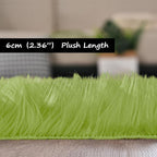 Goolela Area Rug 3x5 for Bedroom Dorm Bedside Living Room Green Fluffy Soft Rug Washable Faux Fur Rug Decor Shaggy Sheepskin Rug Rectangle