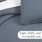 Southshore Fine Living, Inc. Twin Quilt Set, Quilted Blue Bedspread Twin/XL Quilt with Matching Pillow Sham, Soft Microfiber, Lightweight Coverlet Set, Easy Care, Machine Washable, Slate Blue