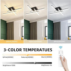 CANEOE Modern Ceiling Light Fixture Sputnik Dimmable Ceiling Light with Remote Control Black Flush Mount Chandelier Ceiling Lamp for Bedroom Living Room Kitchen Led Light Fixtures Ceiling Mount