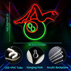Billiards Lady Neon Sign, JGHTURIE Back Led Neon Signs for Wall Decor - Red Light Up Sign Preppy Girls Bar Pool Table Accessories Game Room Birthday Party Decor Gift USB Powered