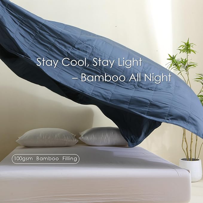 EP Mode Lightweight Quilt Blanket for Summer, Viscose from Bamboo Fabric & Filling, Natural, Breathable & Machine Washable- Navy Blue, Twin