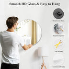 Fabuday Silver Circle Mirror for Wall 20 inch - Round Mirror for Bathroom, Entryway, Living Room, Hallway, Bedroom Decor, Small Matte Frame Mirrors