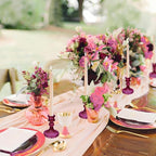 Glass Candlestick Holder,Striped Taper Candle Holders,Set of 6 Candle Stand for Table Centerpieces, Home Decor,Weddings,Festival and Parties (GCH002-Purple Dimond)