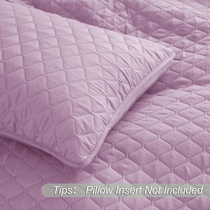 Exclusivo Mezcla Reversible Full Queen Quilt Bedding Set with Pillow Shams, Lightweight Quilts Queen Size, Soft Bedspreads Bed Coverlets for All Seasons - (Lilac, 90"x96")