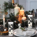 100PCS Black White Faux Pearls Beads for Centerpiece Vases, Vase Filler Faux Pearls, No Holes Filler Beads for Party Anniversary Birthday Wedding Table Decor, 14/20/30mm