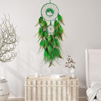 Green Dream Catcher Wall Decor Crystal Tree of Life Dream Catchers Handmade Feather Dreamcatcher Wall Hanging Ornament for Bedroom Living Room Home Decor