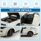 Car Toys for Boys 1/24 Diecast Cars Hellcat SRT Collectibles Model Kit,Pull Back Metal Toy Car with Lights and Sounds,Toy Cars for Boys Age 4-7（White）