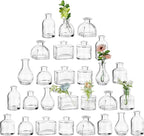 Glasseam Clear Glass Vases for Centerpieces: Mini Flower Vase Set 28Pcs Bud Vases in Bulk - Modern Small Vases for Home Room Wedding Party Dining Table Center Decor