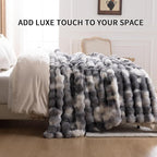 Cozy Faux Fur Throw Blanket for Bed-Warm Fuzzy Throw Blanket, Soft Plush Thick Bubble Blankets for Bedroom and Living Room, Furry Luxury Blanket, 90 x 108,Tie-Dye Grey