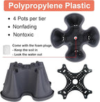 Vertical Planter 6 Tier Stackable Planters Garden Planters Strawberry Herb Flower and Vegetable Planter Indoor Outdoor Gardening Pots with Removable Wheels and Tools