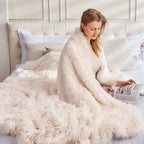 GONAAP Fuzzy Faux Fur Throw Blanket Twin Size Ivory Super Soft Cozy Plush Fuzzy Shaggy Blanket for Couch Sofa Bed (Ivory, Twin(60"x80"))