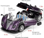 1/24 Car Model Compatible for Collectible Pagani Zonta HP Diecast Toy Car,Zinc Alloy Pull Back Cabriolet Vehicles Toy with Sound and Light for Adult Boys Girls (Purple)