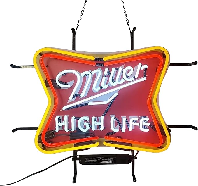 Neon Signs Beer Bedroom Miller High Life Beer Glass Neon Signs for Man Cave Birthday Party Neon Light Art Wall Lights 24 X 20 Inches
