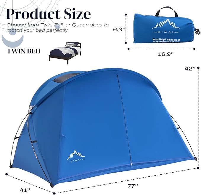 Bed Tent Canopy Twin, Blackout Portable Sleep Tent Easy Setup, Breathable Mesh, Privacy Curtains for Adults, Ideal for Indoor