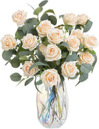 Serra Flora 10Pcs Realistic Artificial Eucalyptus Rose Stems - Lifelike Leaf Branches with Natural Texture for Stylish Vase Bouquets, Modern Home Decor & Elegant Wedding Arrangements