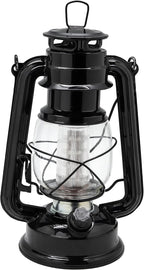 YAKii LED Vintage Lantern Metal Hanging Hurricane Lantern 12 LED Dimmer Switch Cold White Battery Operated Power Outage Indoor Camping Lighting Outdoor Brooklyn Decoration (Black Pack of 8)