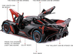 Toy Car Model for Bugatti Compatible with 1:24 Bugatti Bolide Alloy Diecast Car Toy with Lights and Music, Pull Back Car Toys for Kids Boys Girls Gift (Red)