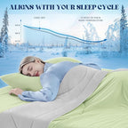 Cooling Comforter Queen Size, Double-Sided Cooling Blanket for Hot Sleepers & Night Sweats, Arc-Chill Q-Max > 0.4 Breathable Ice Blanket, Lightweight Cold Comforter (80''x90'', Light Green)
