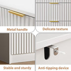 5 Drawer Dresser for Bedroom, Tall Dresser Chest of Drawers with Gold Handles, 32 Inch Wide Nightstand with for Bedroom, Living Rooms, Offices, and Entryways, White