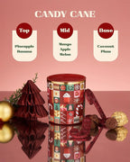 M&SENSE Christmas Candy Cane Scented Holiday Candle for Home, 9.9oz 55Hours Burn Time Clean Non Toxic Natural Soy Wax Fruit Scent Cotton Wick Housewarming Candle Gifts for Family Friends