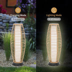 Outdoor Floor Lamp Solar Powered Lantern Waterproof Outdoor Lamps Wicker Patio Lights for Garden Deck Backyard Decor