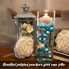 Teal White Vase Filler | 150PCS Pearls Bead for Centerpieces Vases | 8/14/20 mm No Hole Beads, Fake Pearls for Wedding Birthday Theme Party Table Centerpieces Decor