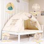 Bed Tent for Kid Twin Size Bed Canopy,Breathable Privacy Space Sleeping Drafty Room Dream Tents Indoor Play Tent Kid Sleep Tent（Beige,Twin）
