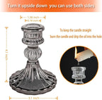 Glass Candlestick Holder,Striped Taper Candle Holders,Set of 6 Candle Stand for Table Centerpieces, Home Decor,Weddings,Festival and Parties (Grey Stripe Pattern)