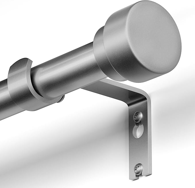 Oneach Silver Curtain Rods for Windows 28 to 48 Inch, 1 Inch Pole Adjustable Length Heavy Duty Metal Curtain Rod Set, for Outdoor Bedroom Kitchen Living Room (16 to 60 Inch)