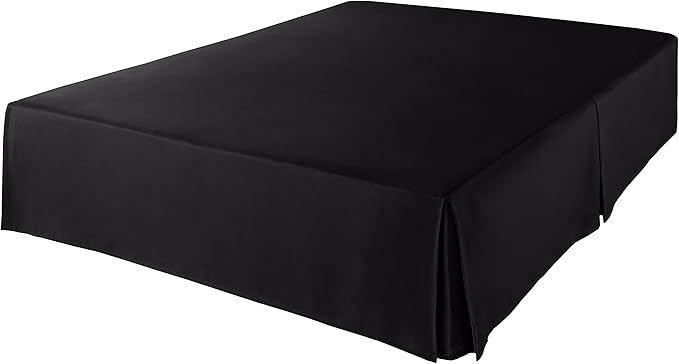 Amazon Basics Lightweight Pleated Bed Skirt, Full, Black, Solid