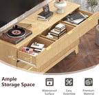 Fluted Dresser for Bedroom,9 Drawer Dresser for Closet,57" Wide Storage Cabinet and Chest of Drawers with Gold Handle,TV Stand,Storage Organizer for Living Room,Hallway,Entryway,Natural Oak