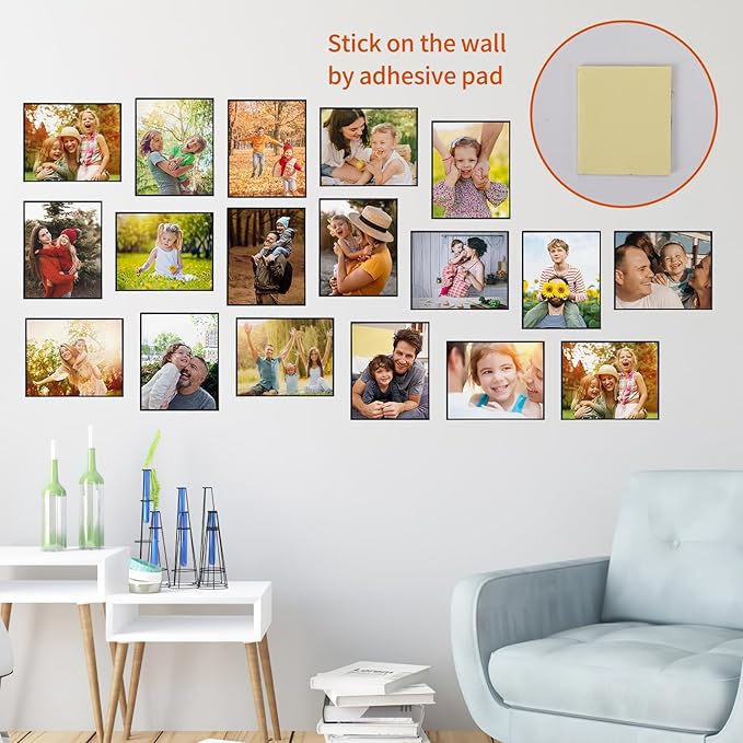 CRUGLA 18 Packs 8x10 Magnetic Picture Frames for Refrigerator, 8x10 Magnetic Sheet with Self-Adhesive Backing, 8 by 10 Magnet Frame with 3M Adhesive Pad for Glass Window Door Cubicle Tile Wall