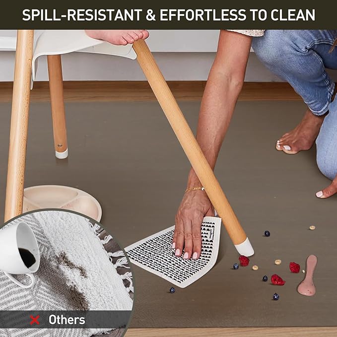 Area Floor Mat for Home, 4'×6' Translucent Black No Slip Waterproof Vinyl Area Rug for Hard Floor, Spill Resistant Floor Protector Cover for Kitchen, Easy Clean Splat Mat for Under High Chair