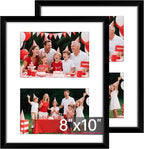 FIXSMITH 8x10 Picture Frames Collage Wall Decor, Display 2 Pcs 4x6 Photos with Mat or 1 Pack 8x10 Picture without Mat, 4x6 Photo Frames Collage for Tabletop or Wall Display, 2 Pack